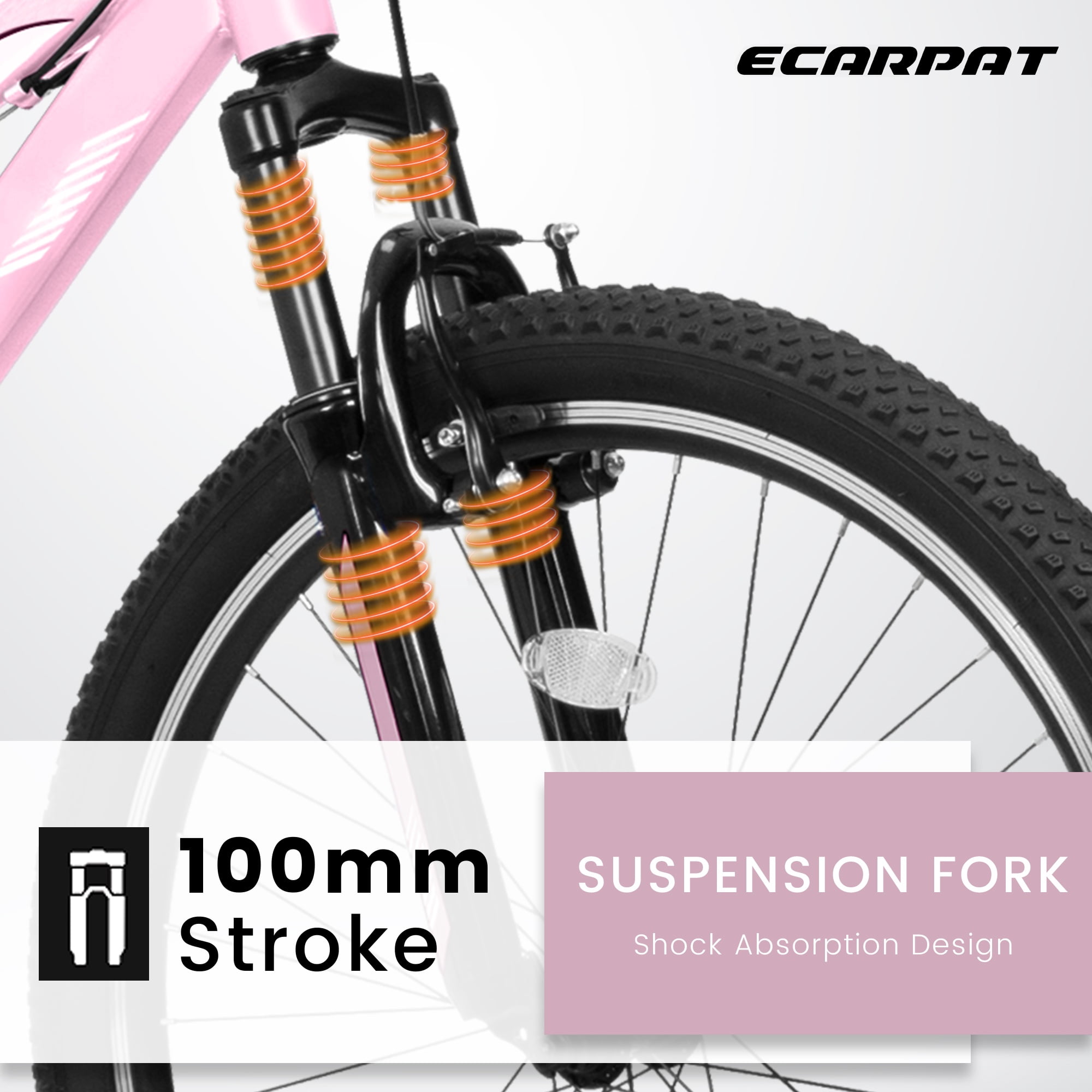 iYofe 24inch Mountain Bikes for Girls Kids Teens Womens Adults, 21 Speed Mountain Bike with Dual V-Brakes, Girls Bicycle, Commuter bike w/Adjutable Seat Height, Pink