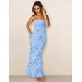 thumbnail image 3 of Merokeety Womens Summer Maxi Tube Dress Floral Mesh Formal Party Long Dresses Blue l, 3 of 5