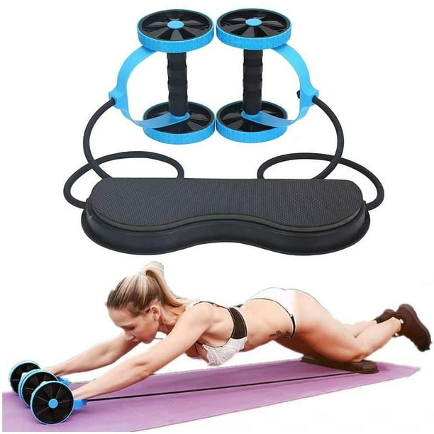 Men Ab Roller Wheel with Resistance Band Women Flex Abdominal Trainers  Double Rollers Home Gym Multi-Functional Exercise Knee mat Body Fitness  Equipment Core Ab Workout 