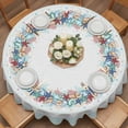 thumbnail image 2 of Blue Red Shells Round Tablecloth 60 inches Summer Beach Yellow Teal Blue Sea Stars Corals Teal Green Waterproof Oil-Proof Table Cloth Round Table Cover for Holiday Party Picnic Dinner Decor, 2 of 9