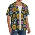 thumbnail image 4 of Wukai Colorful Sunflowers Men's Casual Short-Sleeve Button Down Shirt - Lightweight Summer Dress Shirt for Daily Wear-Medium, 4 of 7