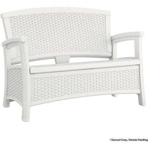 Suncast Elements Resin Wicker Bench with Storage by Suncast