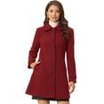 thumbnail image 2 of Abrigo Largo De Invierno Con Cuello Peter Pan Para Mujer Rojo Sólido XS, 2 of 2