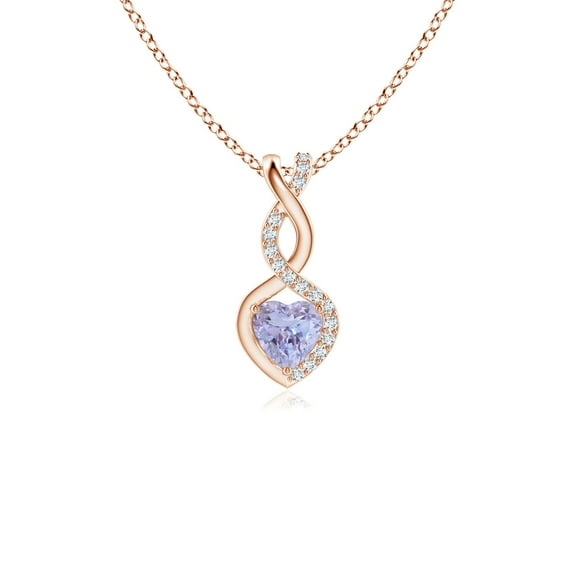 ANGARA Natural Tanzanite Infinity Heart Pendant with Diamonds in 14K Rose Gold for Women (Size-4mm) | December Birthstone, Birthday, Anniversary, Jewelry Gift for Women | Natural Tanzanite Necklace