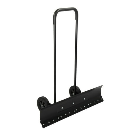 NNYYS Snow Pusher Shovel for Driveway with Wheels,Heavy Duty Push Snow Plow Shovel, Wheeled Rolling Snow Shovels for Snow Removal Adjustable Angle & Height Handle