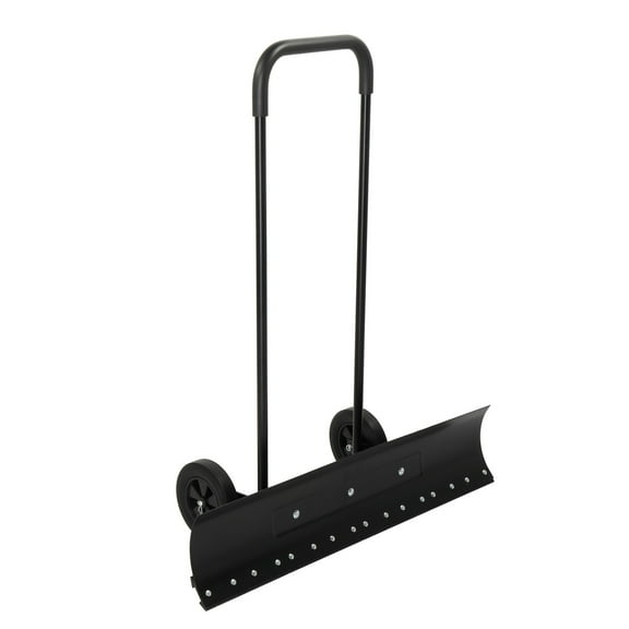 NNYYS Snow Pusher Shovel for Driveway with Wheels,Heavy Duty Push Snow Plow Shovel, Wheeled Rolling Snow Shovels for Snow Removal Adjustable Angle & Height Handle