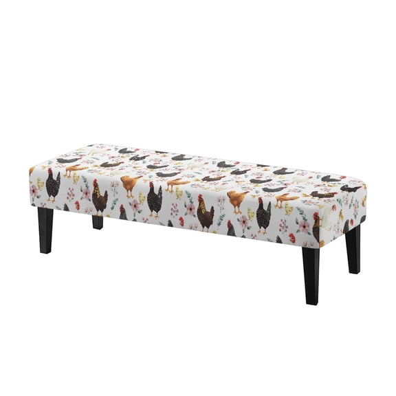 Psesaysky Chicken Floral Rectangle Long Bench Cover, Durable High Elastic Polyester Spandex Bench Protector for Living Room and Bedroom