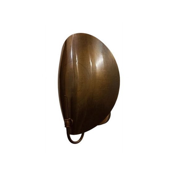 Aziz Crafts Mid Century Modern Art Deco 1-Light Brass Wall Sconce with Handmade Curved Disk Glass Shades