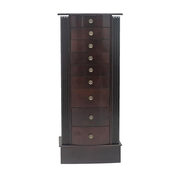 GoDecor Jewelry Armoire Cabinet Stand with 8 Drawers,Wood Jewelry Box Storage Stand Organizer Brown