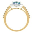 thumbnail image 4 of 1.86 ctw with Simulated Diamond Halo Accents Anniversary Ring for Women | Round Cut Blue Moissanite | Hyperallergenic Solid 18K White/Yellow Gold, 4 of 5