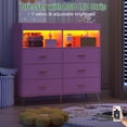 thumbnail image 3 of Luku Dresser for Bedroom with LED Lights and Power Outlet, Baby Changing Table Dresser with 6 Drawers, 2 Open Storage Shelves, Baby Dresser with Changing Table Top, 3 of 7