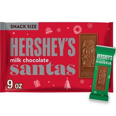 Hershey's Milk Chocolate Snack Size Santas Christmas Candy, Bag 9 oz