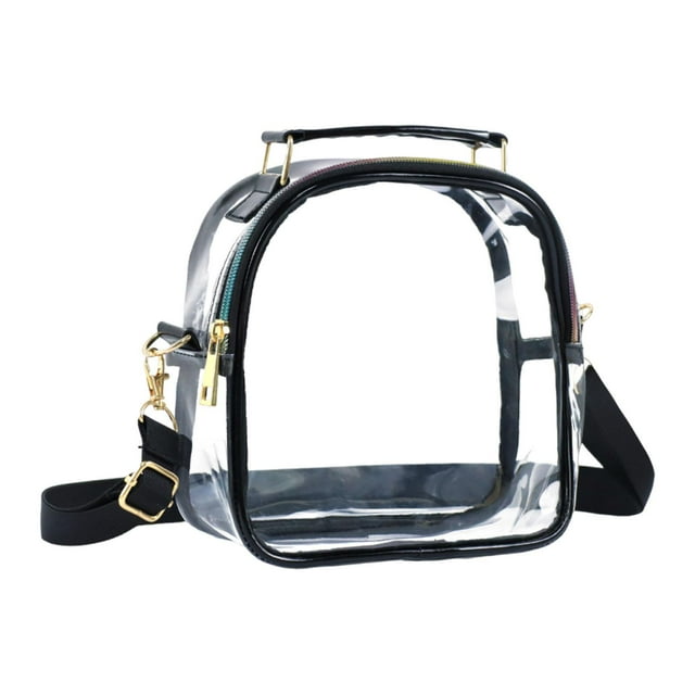 Bolso bandolera transparente para mujer, bolso de hombro de gran capacidad, multiusos, para cosméticos, para exteriores, regalo para gimnasio, cuidado Negro