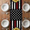 thumbnail image 4 of Table Runner 72 Inches Long for Kitchen Dining, Red American Flag Dresser Scarf Farmhouse, Dining Table Decorations for Wedding/Parties, Sunflower Vintage USA Flag 14 x 72 In, 4 of 8