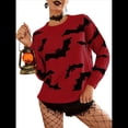 thumbnail image 1 of Suéter de Punto Jacquard de Halloween de Larga para Mujer, Cuello Redondo, para Otoño e Invierno. Rojo XL, 1 of 7