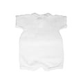 thumbnail image 2 of Christening Day Boys White Cotton Knit Short Sleeve Romper with Subtle Embroidered Cross, 2 of 3