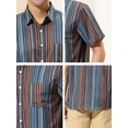 thumbnail image 6 of INSPIRE CHIC Men's Summer Hawaiian Short Sleeves Button Down Striped Shirts S Navy Blue, 6 of 6
