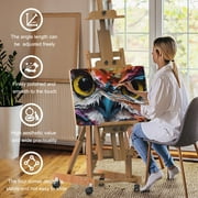 H-Frame Easel for Painting, Adjustable Art Easel Stand for Canvases(Up to 77 Inch) and Crafts, Foldable Wood Tabletop Easel Set for Adults, Natural