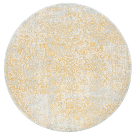 SAFAVIEH Evoke Trena Floral Area Rug, Ivory/Gold, 6'7" x 6'7" Round