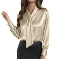 thumbnail image 2 of Women's Tops Dressy 2026 Bow Tie Neck Satin Shirts Long Sleeve Elegant Silk Blouses Dressy Casual Business Work Tops, 2 of 6