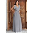 thumbnail image 3 of KOH KOH Long Bridesmaid Wedding Guest Sleeveless V-Neck Full Floor Length Flowy Sexy Wrap Formal Evening Cocktail Party Tall Maxi Dress Gown For Women Light Gray Ash Grey XX-Large US 18-20 NT333, 3 of 6