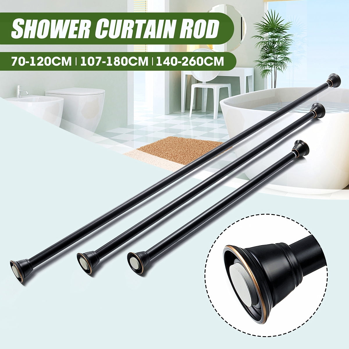 Adjustable Shower Curtain Tension Rod, EasyHang Stainless Steel