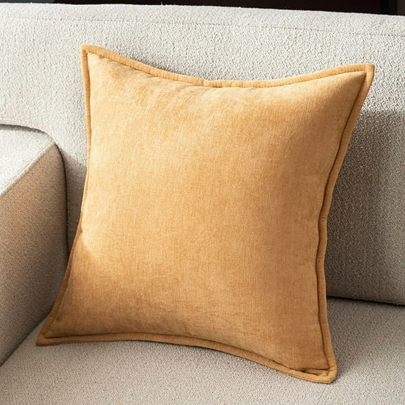 Nvzi Small Throw Pillow - 40*40CM yellow Chenille Square Throw Pillow with PP Cotton Filling, 1 Pack - Ideal Decorative Pillow for Sofa, Bedroom, Fresh Accent to Brighten Home Decor Style