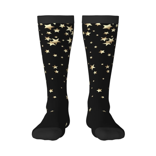 Balery Star Silver Glitter Calcetines novedosos Calcetines deportivos Calcetines hasta la rodilla Calcetines de algodón Calcetines originales y geniales