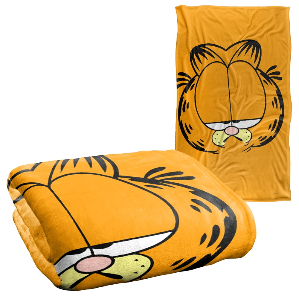 Garfield Blanket, 36"x58", Big Head Silky Touch Sherpa Back Super Soft