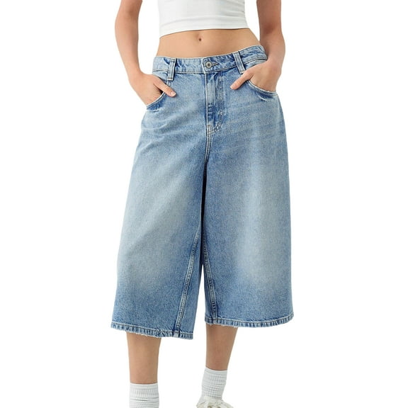 Michellecmm  Women Capri Pants, Low Waist 3/4 Length Pants Casual Cropped Jeans