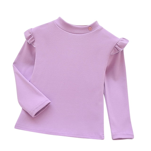 MeetoTime Pull à Manches Longues pour Enfants, Couleur Unie, Col Rond, Base Shirt pour Bébés Filles 1-7 Ans