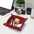 thumbnail image 6 of Valet Tray, Leopard red print Faux Leather Desk Tray Vanity Tray Night Stand Organizer Catch All Tray Key Bowl for Entryway Table, Elegant Valet Tray Storage for Men Women, 6 of 7