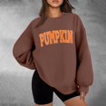 thumbnail image 2 of CAIVO Women Crew Neck Casual Letter Pumpkin Print Loose Sweatshirt Fashion Halloween Autumn Winter Tops For Daily Wear Long Sleeve Pullover Relaxed Fit Fall Streetwear, 2 of 6
