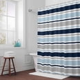 thumbnail image 6 of Minimalist Stripes Shower Curtain for Bathroom Decor, Navy Blue Grey Horizontal Stripe Modern Waterproof Fabric Shower Curtain, 72"x96" Set with 12 Hooks, 6 of 9