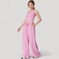 thumbnail image 3 of Women's Wide Leg Lounge Pants with Drawstring Waist and Relaxed Fit for All-Day Comfort - Medium, Pink, 3 of 7