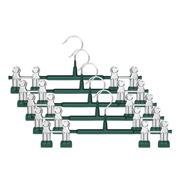 Clips resistentes para faldas, ultradelgados y que ahorran espacio, perchas para pantalones antideslizantes de 12 pulgadas de color verde, paquete de 5