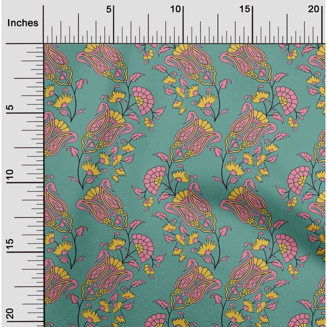 oneOone Polyester Lycra Fabric Leaves|Floral & Paisley Block Fabric Prints By Yard 56 Inch Wide