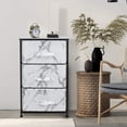 thumbnail image 4 of 3 Drawer Nightstand Chest End-Table Dresser - Black Frame White Marble, 4 of 6
