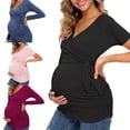 thumbnail image 6 of Askfv Women's Maternity Shirts Short&Long Sleeve V-Neck Comformation Cute Maternity Tops, 6 of 6