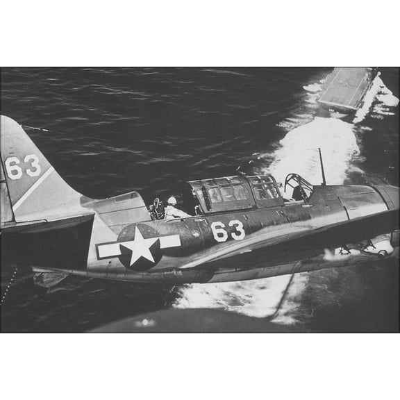 24"x36" Gallery Poster, Helldiver SB2C 1C on approach Yorktown CV10