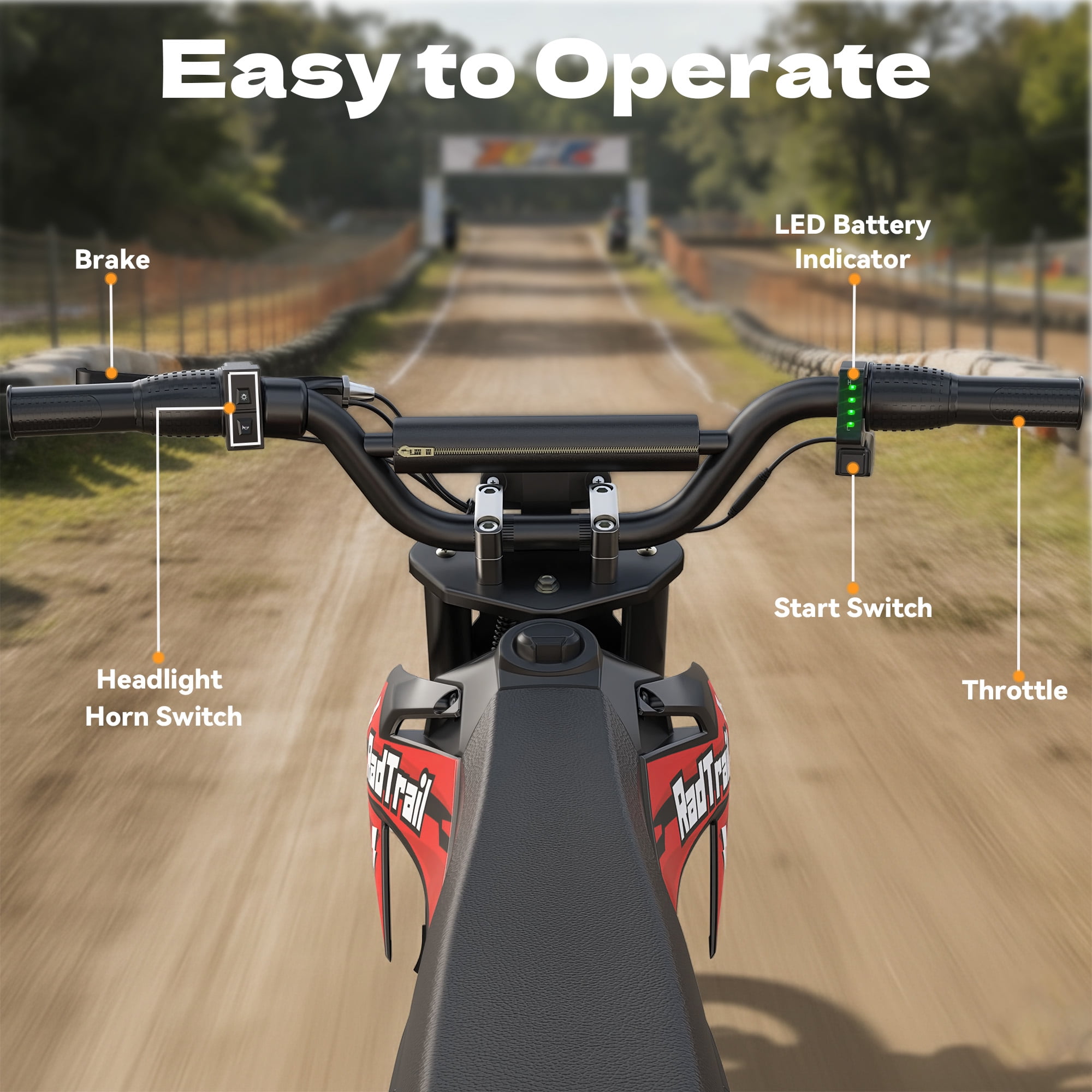 East doll 36V Electric Dirt Bike for Kids, Peak 700W Kids Electric Dirt Bikes, Electric Kids Dirt Bike for Boys Girls Aged 4-8Y, 3-Speed, Max 15.5 Mph, 13.7 Miles Long Range, 3 Light Modes, Red