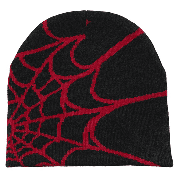 New Arrivals Outdoor Y2K Gothic Spider Pattern Wool Acrylic Knitted Hat B