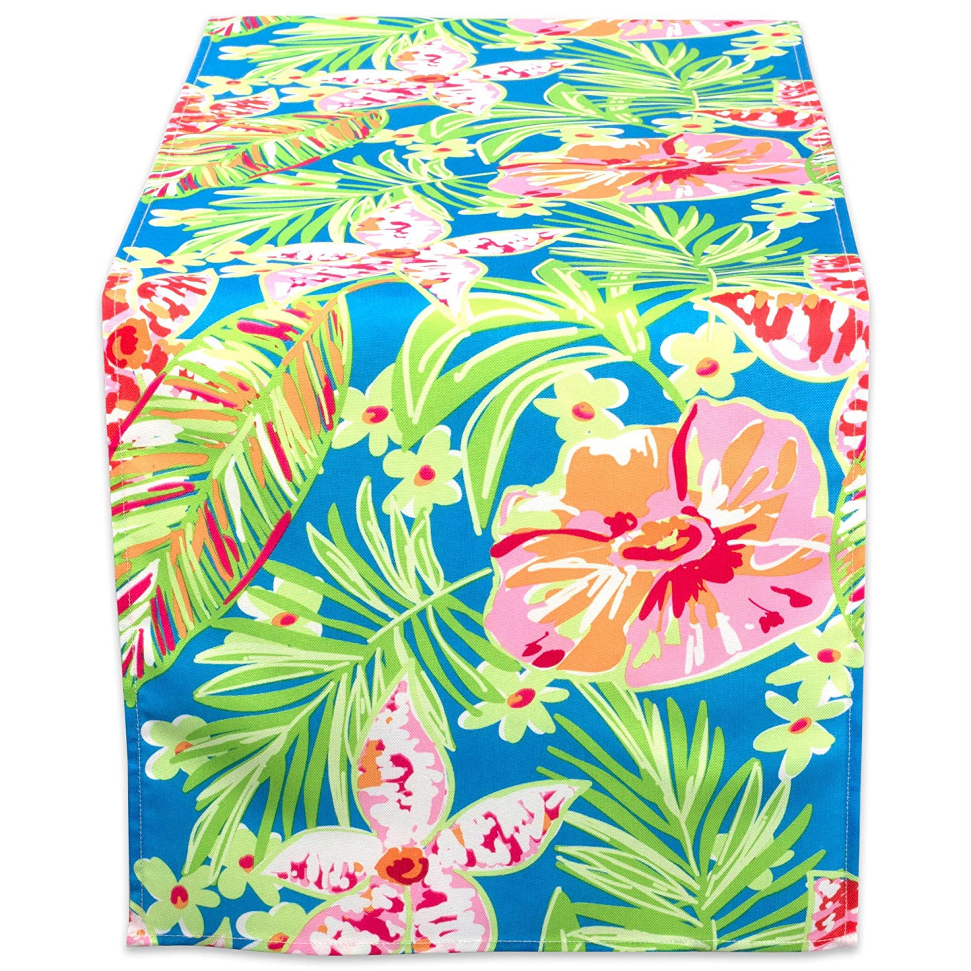 DII Summer Floral Outdoor Table Runner, 108" x 14", 100 Polyester
