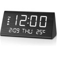 thumbnail image 1 of JALL Digital Alarm Clock, with Wooden Electronic LED Time Display, 3 Alarm Settings, Weekday/Weekend Mode, Temperature Detect, Wood Made Electric Clo, 1 of 5