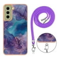 thumbnail image 6 of Case for Samsung Galaxy S21 Plus, Adjustable Detachable Crossbody Strap Neck Strap Silicone Bumper Marble Painted TPU Ultra Thin Shockproof Protective Phone Case Cover for Galaxy S21 Plus, Purple, 6 of 7