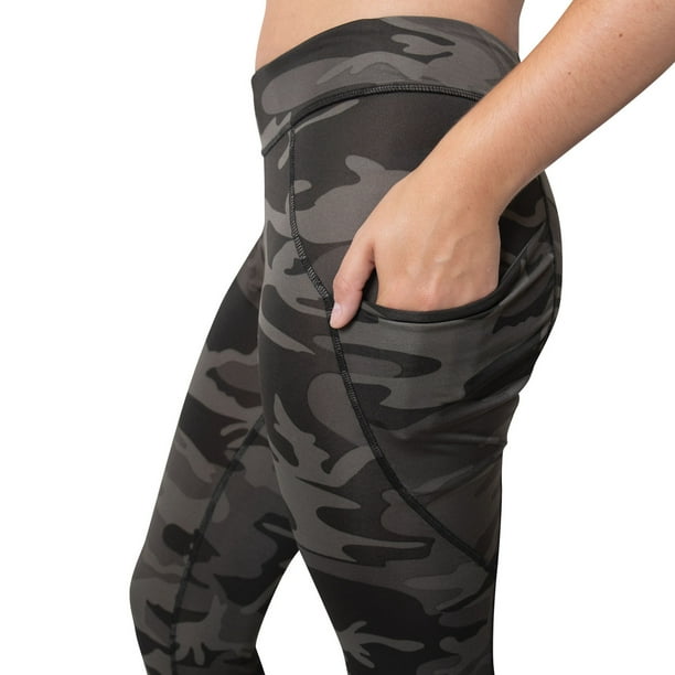Rothco Womens Workout Performance Camo Leggings W/Pockets - Black