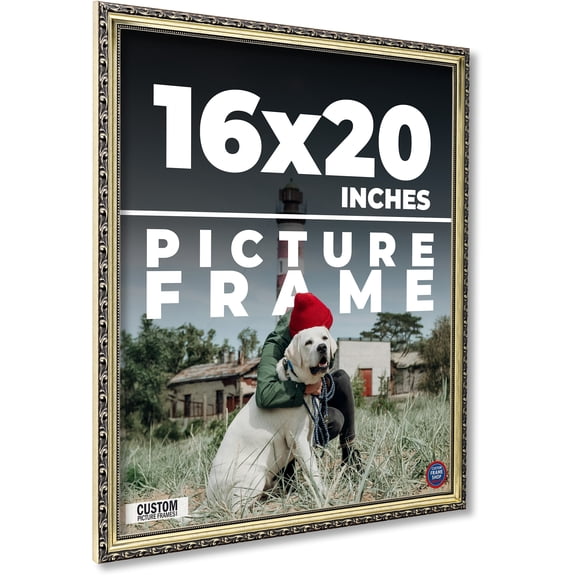 16x20 Frame Silver Solid Wood Picture Frame Width 1.125 Inches | Interior Frame Depth 0.375 Inches