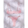 thumbnail image 3 of Open Cup Lingerie Pink Underwire Set Crotchless Sexy Underwear, 3 of 5