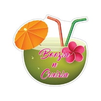 Personalized Coconut Drink with Pink Flower Magnet  Decoration for your Cruise Door Stateroom Door on your Disney Cruise, Carnival, Royal Caribbean, etc. -