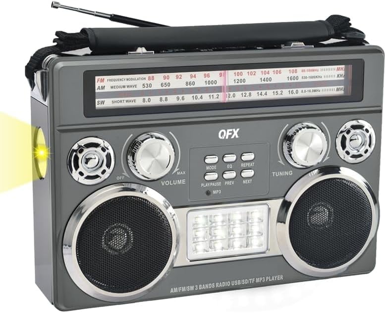 QFX R-333BT Portable Retro AM & FM SW Radio with Bluetooth